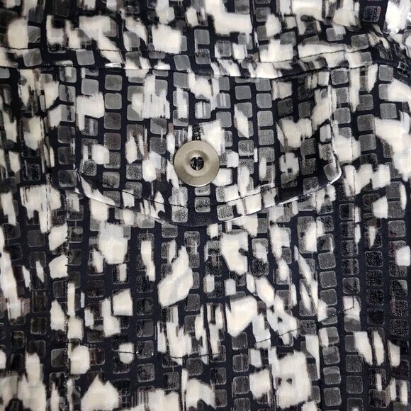 Notations Womens Jacket Medium Black White Button Embellished Pockets Textured - Picture 6 of 11